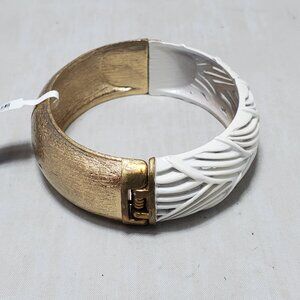 Banana Republic gold-toned metal and white enamel bangle bracelet
